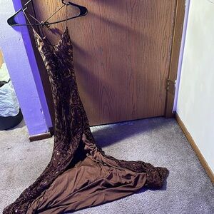 A formal very cute brown prom dress